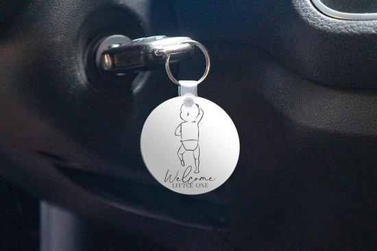 Porte-clés - Bébé - Welcome little one - Proverbes - Geborote - citations - Plastique - Rond - Distribuer des cadeaux