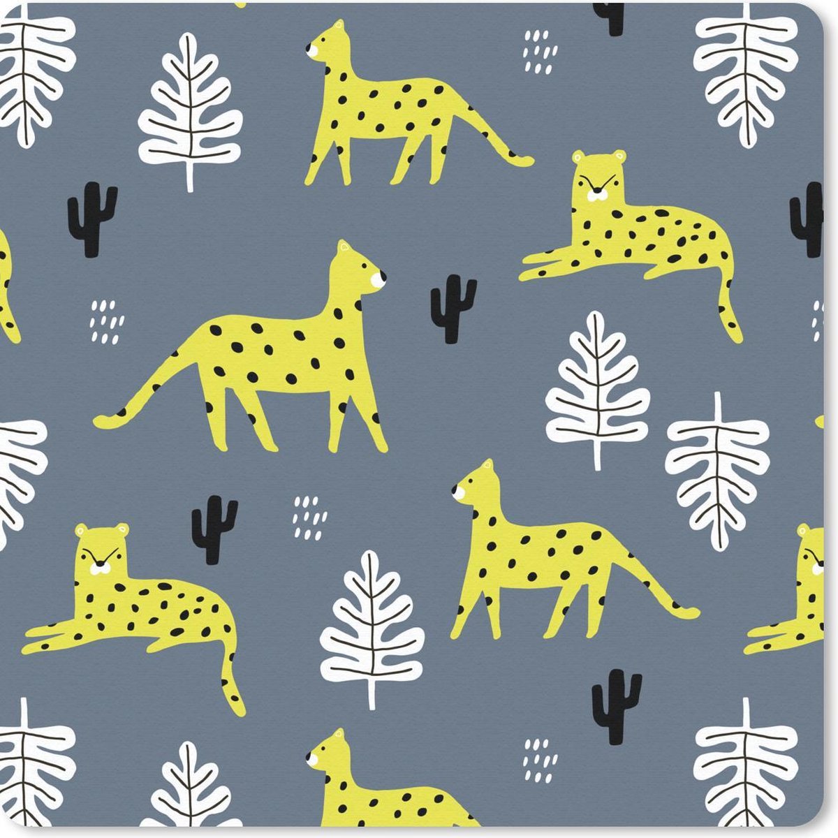 Muismat 30x30 cm - Mousepad Panter - Bladeren - Cactus - Patronen - Muismatten