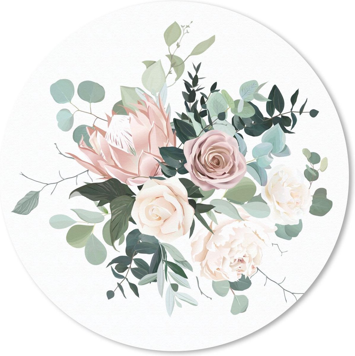 Muismat rond 30x30 cm - Mousepad Bloemen - Rozen - Pioenroos - Ronde muismatten