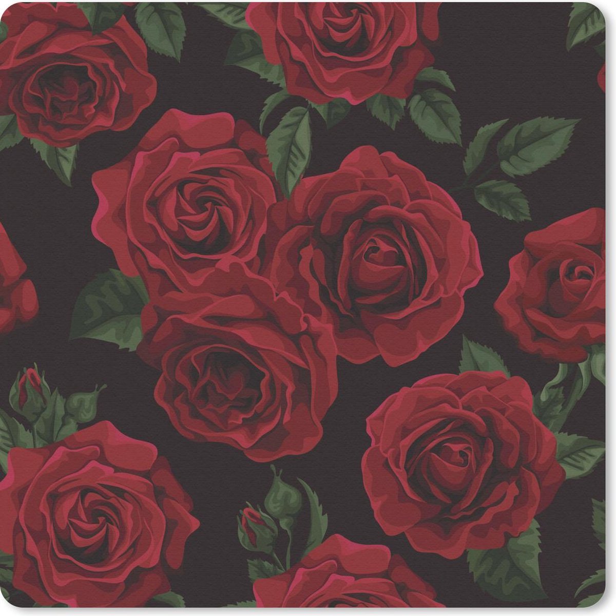 Muismat 20x20 cm - Mousepad Rozen - Rozenblaadjes - Rood - Muismatten