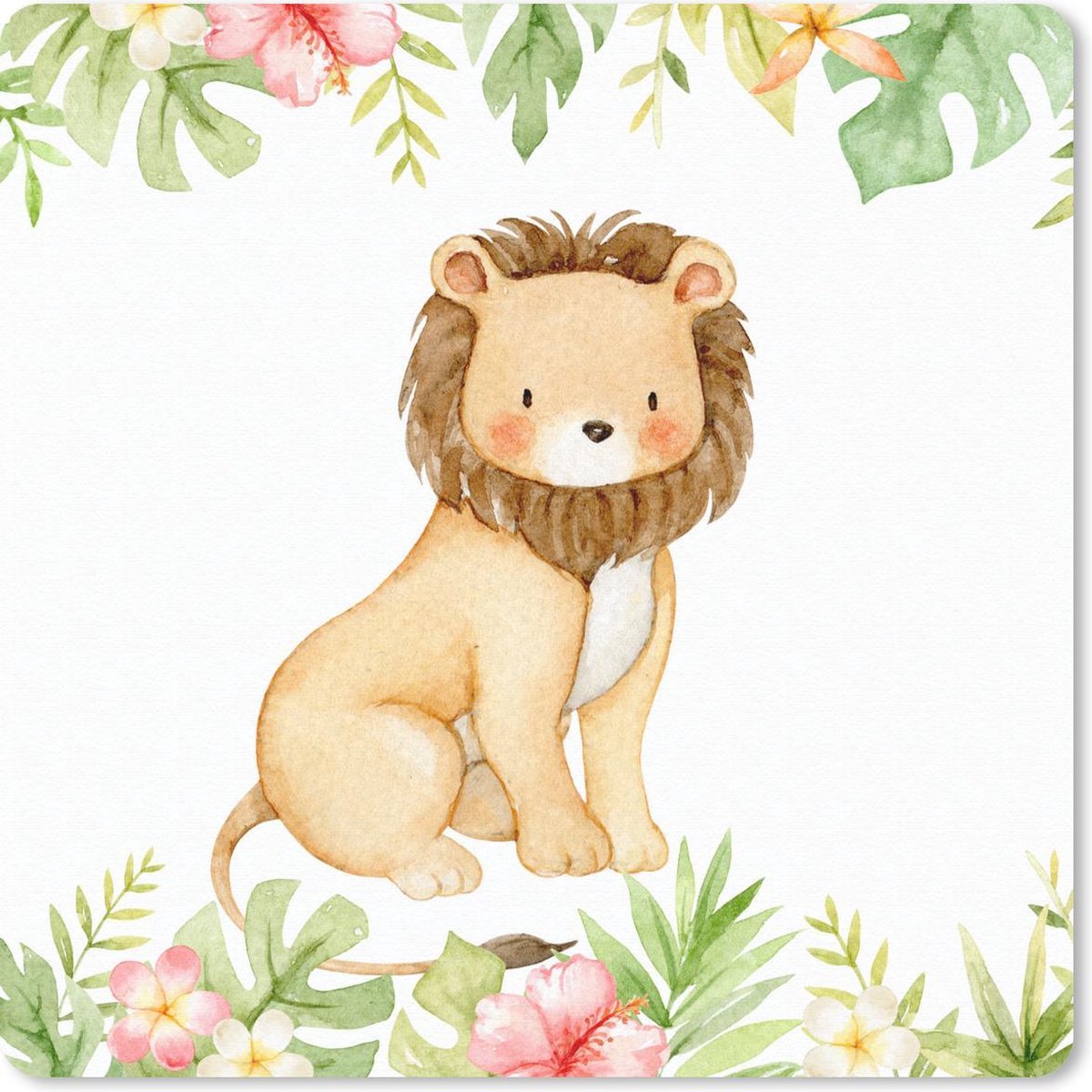 Muismat 20x20 cm - Mousepad Leeuw - Safari - Jungle - Muismatten