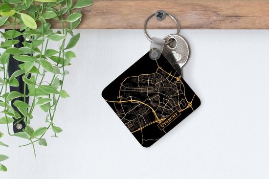 Sleutelhanger - Uitdeelcadeautjes - Kaart - Utrecht - Goud - Zwart - Plastic