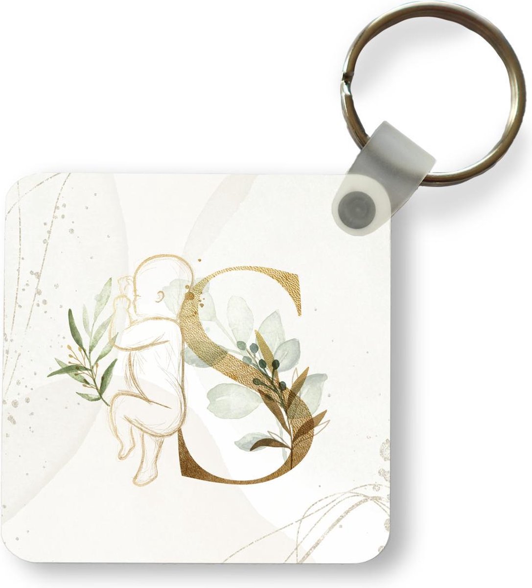 Sleutelhanger - Uitdeelcadeautjes - Letters - S - Baby - Waterverf - Plastic