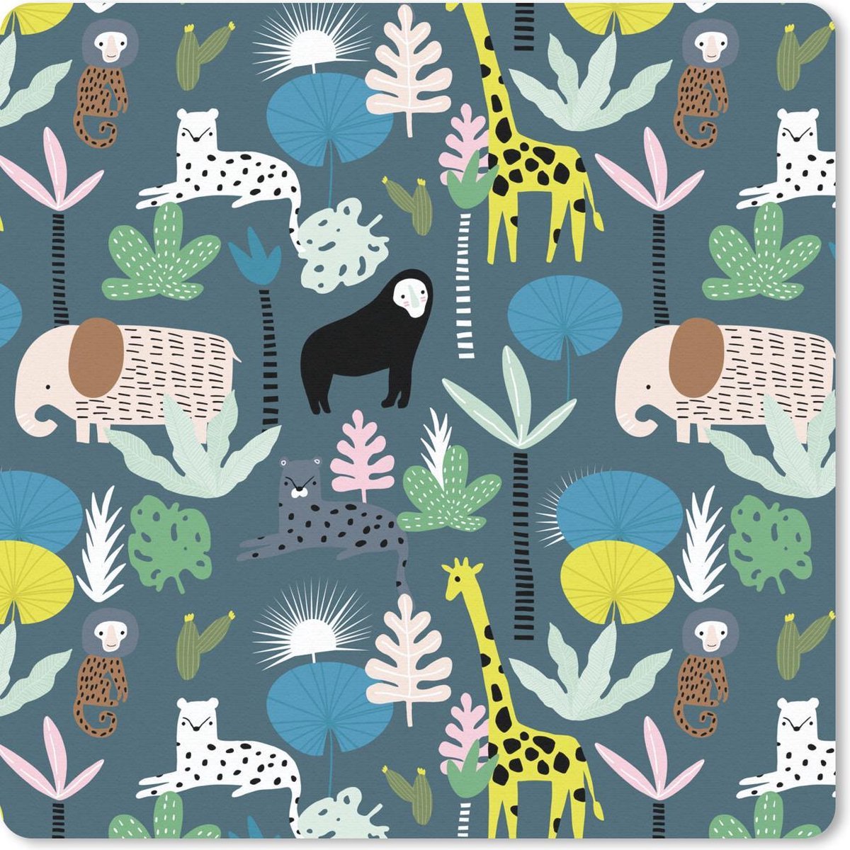 Muismat 20x20 cm - Mousepad Jungle - Aap - Boom - Muismatten