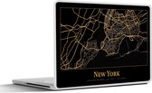 Laptop sticker - 10.1 inch - Kaart - New York - Goud - Zwart - 25x18cm - Laptopstickers - Laptop skin - Cover
