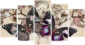 Diamond Painting "JobaStores®" Vlinders 5 luiks - volledig - 100x55cm