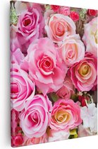 Artaza Canvas Schilderij Roze Rozen Achtergrond - Bloemen - 40x50 - Foto Op Canvas - Canvas Print