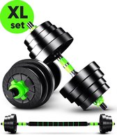 EchoGoods Halterset 30KG - Dumbell Set - Fitness - E-book met krachtoefeningen - Barbell Halterstang met Gewichten – Verstelbare Dumbells met Gewichtschijven - Fitness Stang