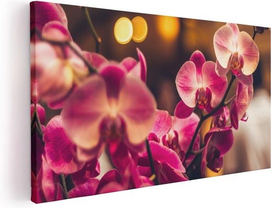 Artaza Canvas Schilderij Roze Orchidee Bloemen - 60x30 - Foto Op Canvas - Canvas Print
