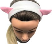 Heerlijk zachte gevoerde elastische katten oren haarband - Wit - Haarband - haaraccessoire - Dieren oortjes - Schattig - Sportief - Make-up - Kat - Gewatteerd - Zacht - One size -