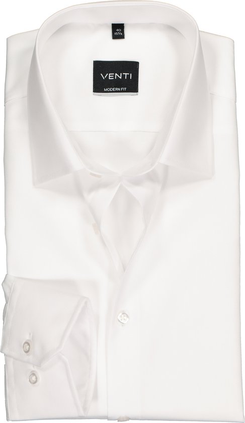 VENTI modern fit overhemd - mouwlengte 72 - wit - Strijkvrij - Boordmaat: 39