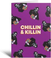 Verjaardagskaart - Halloween - Chillin... Killin - Scream - Ghost - Halloween decoratie
