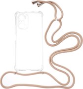 Shop4 - Poco F3 5G Hoesje - Zachte Back Case met Koord Beige