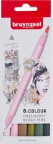 Fineliner Brush pen Bruynzeel Creatives Tokyo set 6 kleuren
