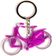 sleutelhanger Amsterdam fiets 7 cm staal fuchsia