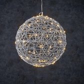 Luca Lighting Kerstverlichting Bal met Warm Witte LED Lampjes - Ø30 cm - Zilver