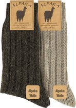 4 paar-Alpaca Sokken-GoWith-dames en heren-gezellige wollen sokken-gemaakt van extra dik alpaca garen-gebreide sokken voor heren en dames-valentijn cadeau-maat: 43-46-beige en bruin