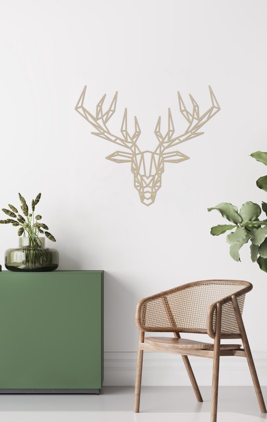 Cerf géométrique Décoration murale contreplaqué bouleau MDF 500x415mm