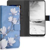 kwmobile telefoonhoesje voor OnePlus Nord N100 - Backcover voor smartphone - Hoesje met pasjeshouder in taupe / wit / blauwgrijs - Magnolia design