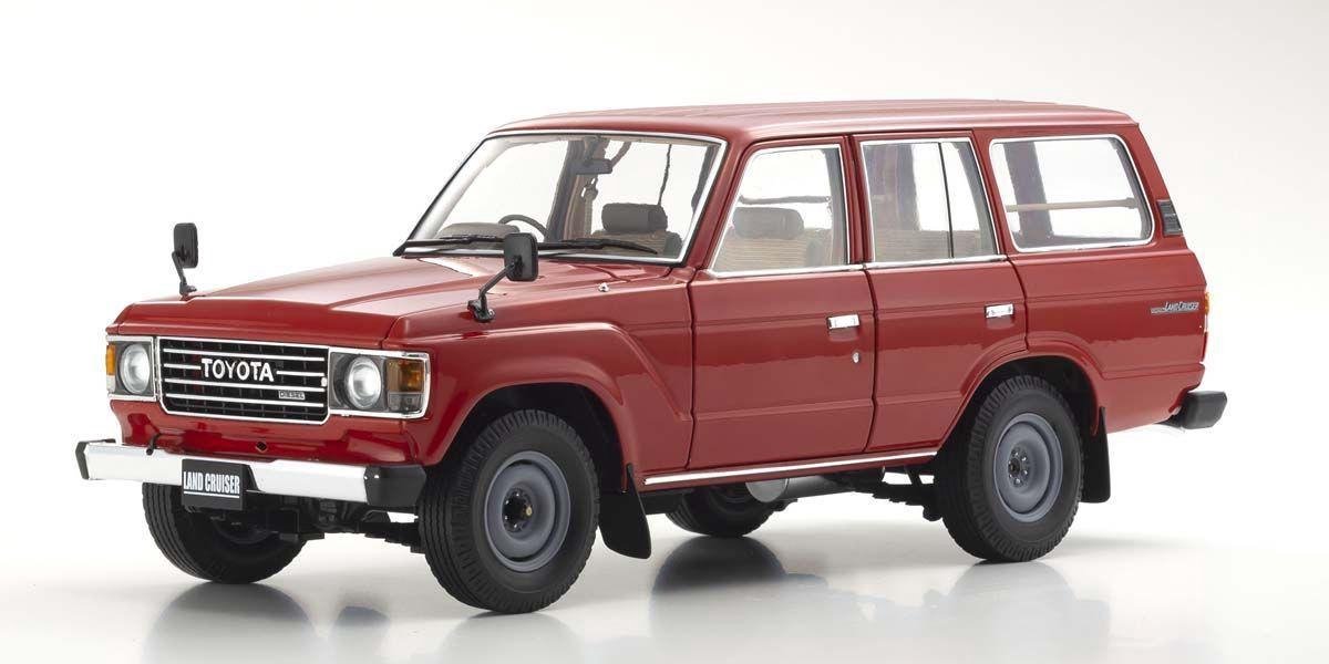 The 1:18 Diecast Modelcar of the Toyota Land Cruiser J60 of 1980 in Red. The manufacturer of the scalemodel is Kyosho. This model is only available online
