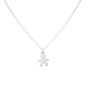 Silventi  9NBSAM-190023 Zilveren Ketting - Dames - Bedel - Jongen - 10 x 12 mm - Glad - Jasseron - 38 + 5 cm - 1 mm Dik - Rhodium - Rhodium - Zilver