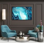 KEK Original - Abstract Blue - wanddecoratie - 80 cm diameter - muurdecoratie - Dibond 3mm -  schilderij - muurcircel