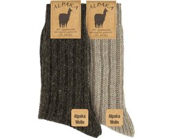 4 paar-Alpaca Sokken-dames en heren-gezellige wollen sokken-gemaakt van extra dik alpaca garen-gebreide sokken voor heren en dames-valentijn cadeau-maat: 35-38-beige en bruin