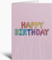 Verjaardagskaart - Happy Birthday - Ballonnen - Verjaardag - Cadeau - Geschenk - Vriend - Vriendin