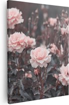 Artaza Canvas Schilderij Roze Rozen Bloemen  - 80x100 - Groot - Foto Op Canvas - Canvas Print