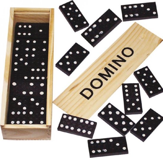 Thumbnail van een extra afbeelding van het spel Mikado plus Domino spelletje - Set van 2 - Spellen - Ieder in een houten doosje - Kind
