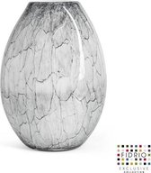 Design vaas Organic - Fidrio CEMENT GREY - glas, mondgeblazen bloemenvaas - hoogte 30 cm