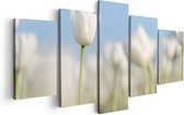 Artaza Canvas Schilderij Vijfluik Witte Tulpen - Bloemen - 100x50 - Foto Op Canvas - Canvas Print