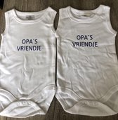 WDLS- Baby-Romper-opa's vriendje - 2 pack romper -bedrukt rompertje- maat 50/56