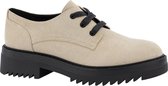 Oxmox Dames Beige dandy veterschoen grove zool - Maat 38