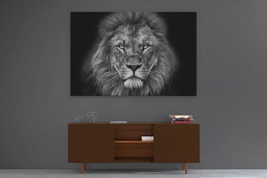 Artaza - Peinture sur toile - Lion - Tête de Lion - Zwart Wit - 120 x 80 - Groot - Photo sur toile - Impression sur toile