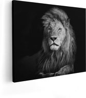 Artaza Canvas Schilderij Leeuw - Leeuwenkop - Zwart Wit - 100x80 - Groot - Foto Op Canvas - Canvas Print