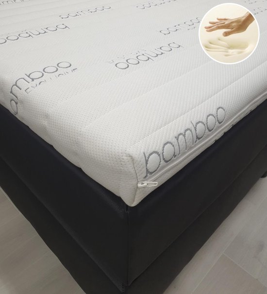 Matras - 80x190 cm - PREMIUM BAMBOO TIJK - Hotel XXL - Nasa Koudschuim - 14CM - Orthopedisch - Anti-allergie - Afritsbaar/Wasbaar - Stevig