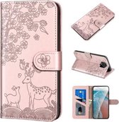 Voor Geschikt voor Xiaomi Redmi Note 9 Pro Sika Herten Embossing Patroon Horizontale Flip PU Lederen Case met Houder & Kaartsleuf & Portemonnee & Fotolijst (Rose Goud)