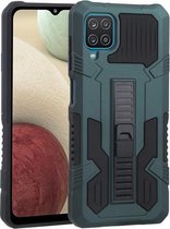 Voor Samsung Galaxy A12 Vanguard Warrior All Inclusive dubbele kleur schokbestendig TPU + pc-beschermhoes met houder (grafietgroen)