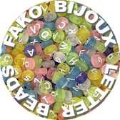 Fako Bijoux® - Letterkralen Rond - Letter Beads - Alfabet Kralen - Sieraden Maken - 7mm - 500 Stuks - Transparant Spring