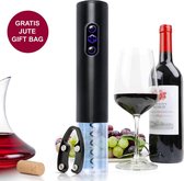 Elektrische Kurkentrekker – Wijnset met Kelnersmes/foliesnijder & Wijnopener – Wijn cadeau/wijnpakket met Automatische Flessenopener - Gratis jute Gift Bag - Nieuw Model 2021