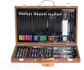 Premium Paintings - Tekendoos set 79 hout - kleurpotloden - aquarelverf - pastelkrijtjes - Tekenkoffer - Kleurdoos - Tekenset