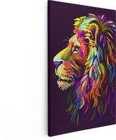 Artaza - Peinture sur toile - Lion coloré - Tête de lion - Abstrait - 40 x 60 - Photo sur toile - Impression sur toile