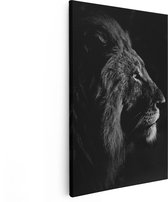 Artaza Canvas Schilderij Leeuw - Leeuwenkop - Zwart Wit - 40x60 - Poster Foto op Canvas - Canvas Print