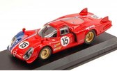 De 1:43 Diecast Modelcar van de Alfa Romeo 33.2 #15 TestCar van de 24H LeMans van 1969. De coureurs waren Pilette en Slotemaker. De fabrikant van het schaalmodel is Best Model. Dit model is alleen online verkrijgbaar