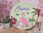 Naambord rond Flamingo 29 cm