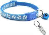 Verstelbare kat halsband met adreskoker lichtblauw