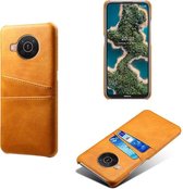 Nokia X10 / Nokia X20 Hoesje, MobyDefend Lederen Backcover Met Vakjes Voor Pasjes, Cognacbruin | GSM Hoesje / Telefoonhoesje Geschikt Voor: Nokia X10 / Nokia X20