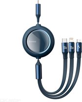 Baseus USB-C 3 in1 oprolbare kabel|USB-C 100W|Micro USB 10W| Lightning 20W