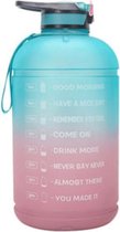 XXL Motiverende Waterfles – 3,78 Liter – Aqua/Roze